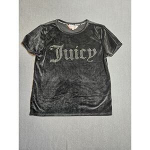 Juicy Couture Top Womens Small Black Sleepwear Pajama Tank Silver Bling Logo